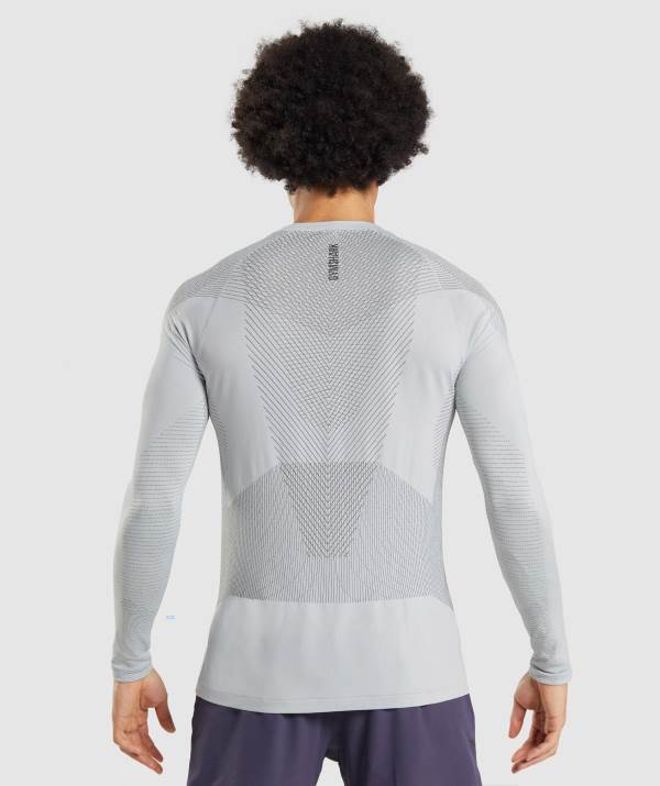 Panske Mikiny Gymshark Apex Seamless Long Sleeve Svetlo Siva Čierne / Siva | BR6932508
